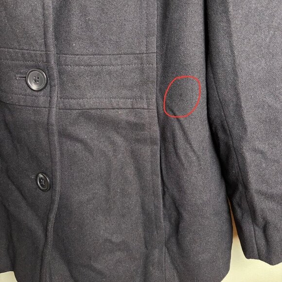 London Fog Towne Wool Blend Womens Coat XL Black Capsule Classic Minimalist - Picture 15 of 16